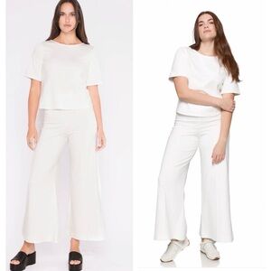 Ripley Radar OFF-WHITE PONTE KNIT WIDE LEG PANT: CROPPED size 3/ Medium